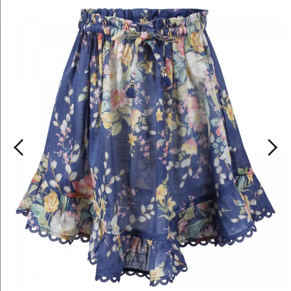 ZIMMERMANN GIRLS Blue Zinnia Ruffle Skirt 8,10